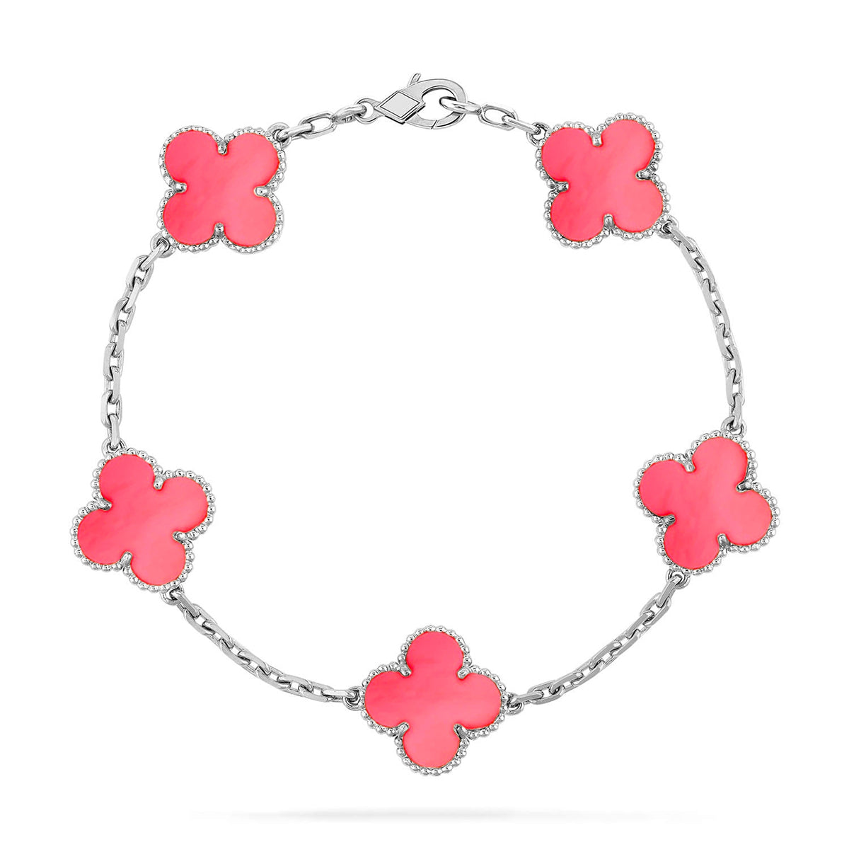 [AM]LUCKY CLOVER 5-MOTIF BRACELET - PINK MOTHER-OF-PEARL COLLECTION