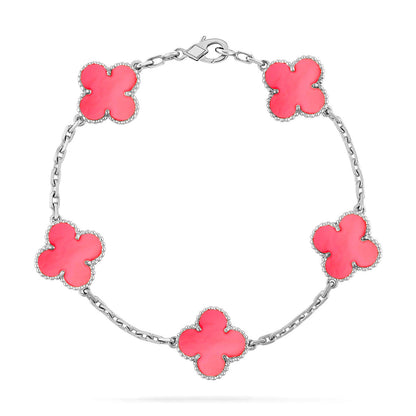 [AM]LUCKY CLOVER 5-MOTIF BRACELET - PINK MOTHER-OF-PEARL COLLECTION