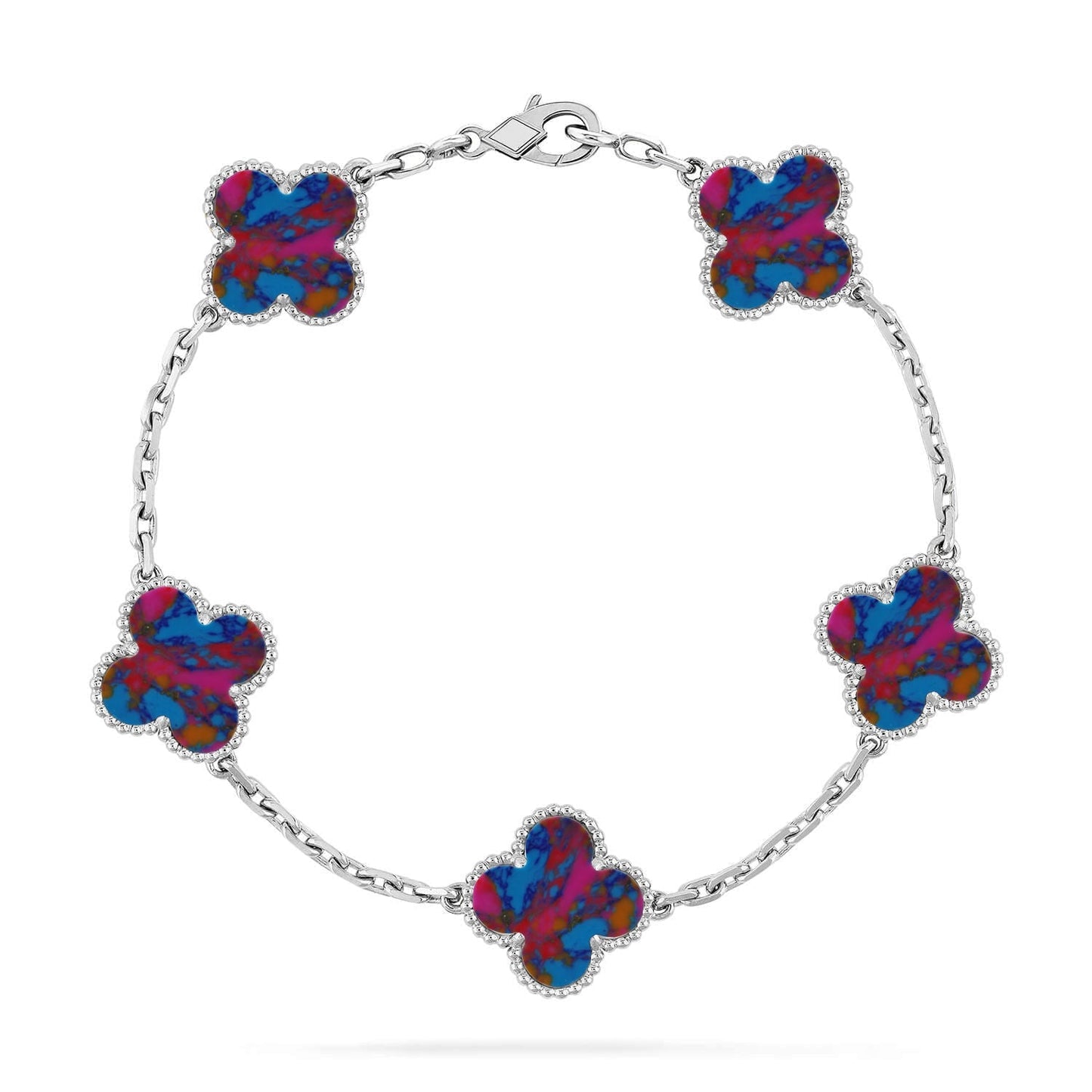 [AM]LUCKY CLOVER 5-MOTIF BRACELET - MULTI-GEM COLLECTION