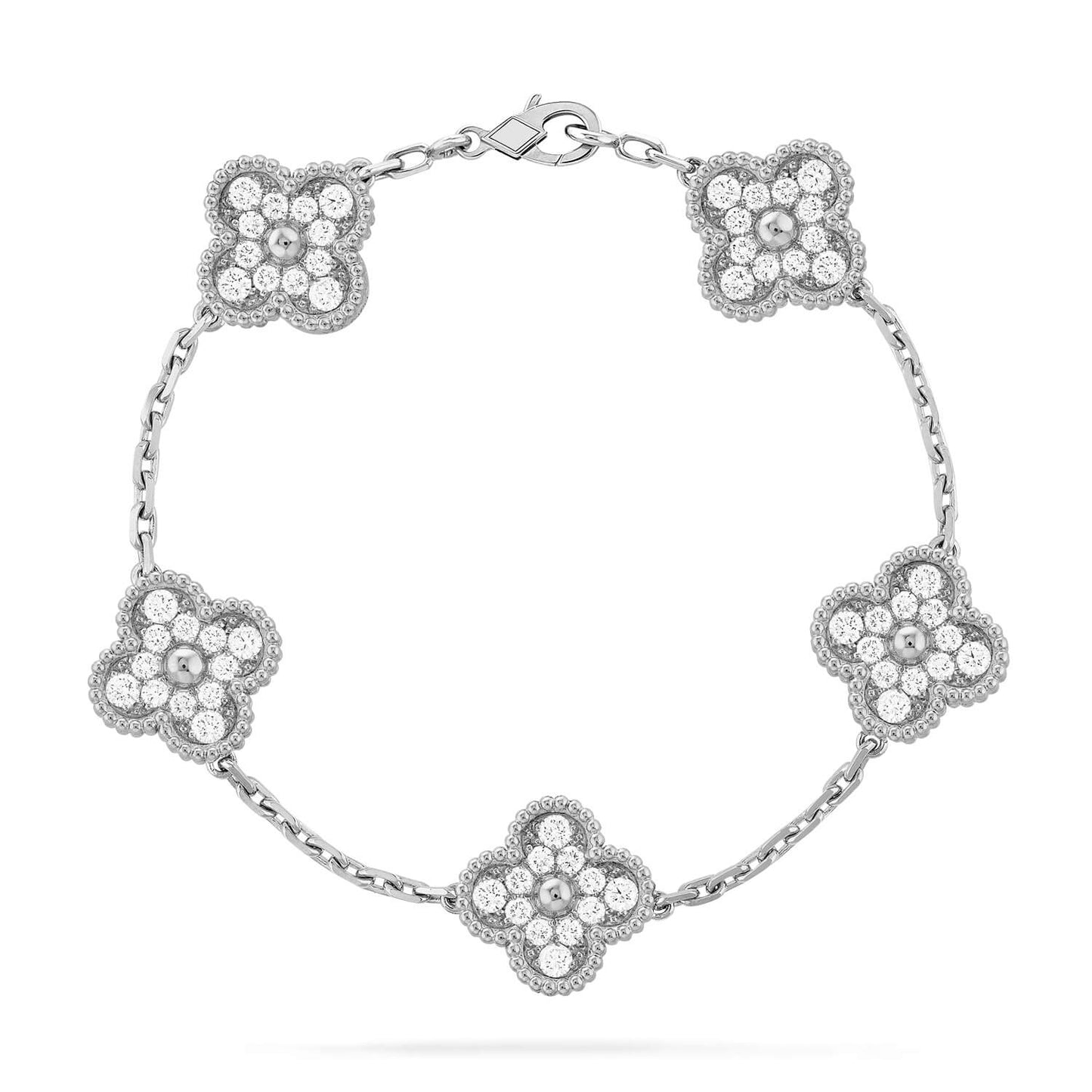 [AM]LUCKY CLOVER 5-MOTIF BRACELET - FULL-DIAMOND
