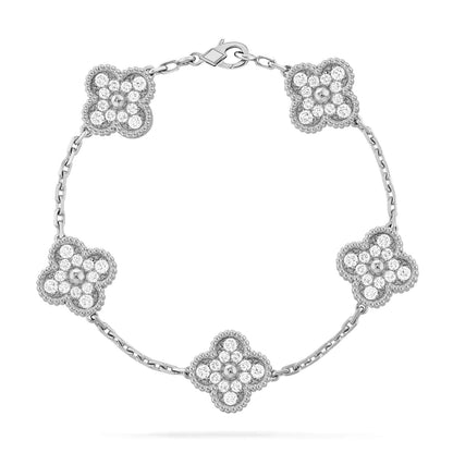 [AM]LUCKY CLOVER 5-MOTIF BRACELET - FULL-DIAMOND