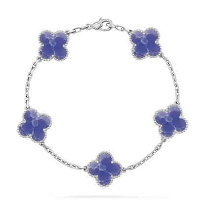 [AM]LUCKY CLOVER 5-MOTIF BRACELET - BLUE LARIMAR COLLECTION