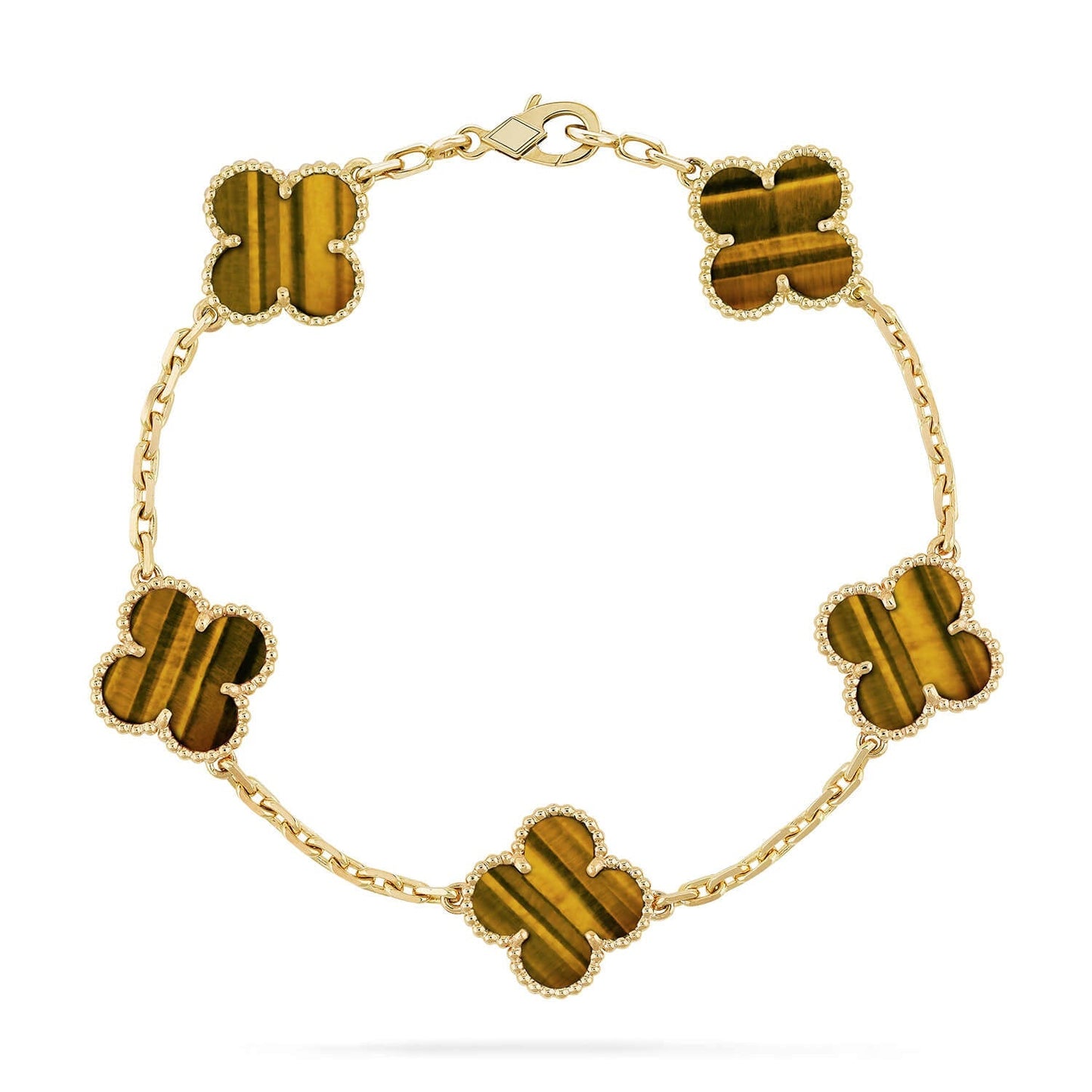 [AM]LUCKY CLOVER 5-MOTIF BRACELET -  TIGER’S EYE COLLECTION