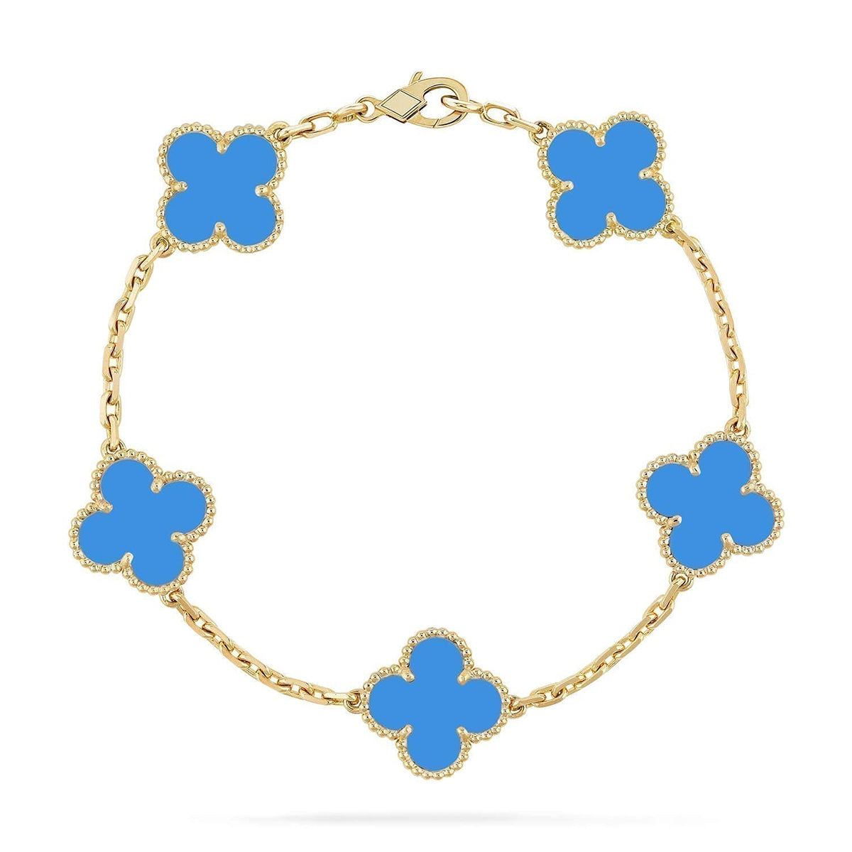 [AM]LUCKY CLOVER 5-MOTIF BRACELET - BLUE AGATE COLLECTION