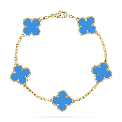 [AM]LUCKY CLOVER 5-MOTIF BRACELET - BLUE AGATE COLLECTION