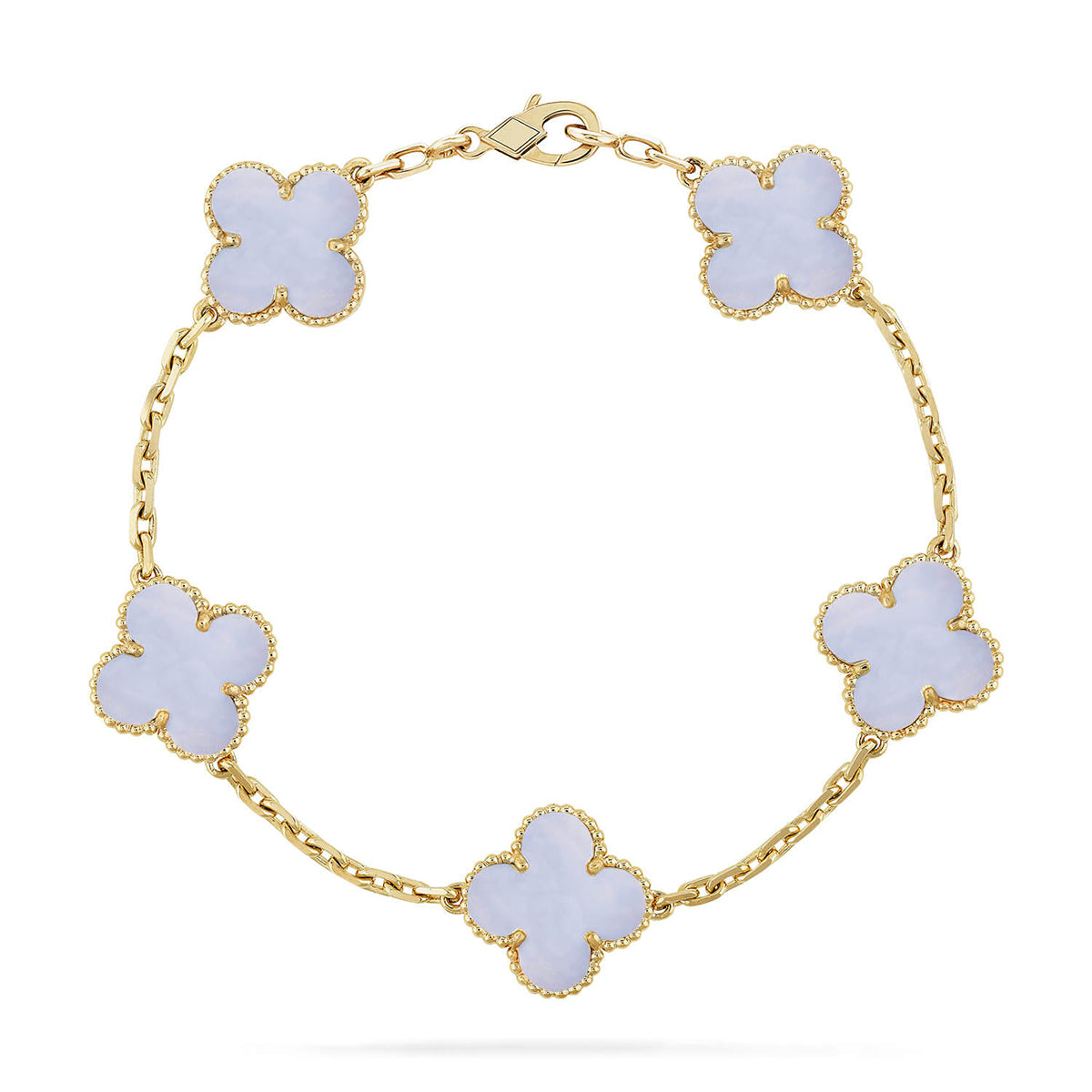 [AM]LUCKY CLOVER 5-MOTIF BRACELET - PURPLE CHALCEDONY COLLECTION