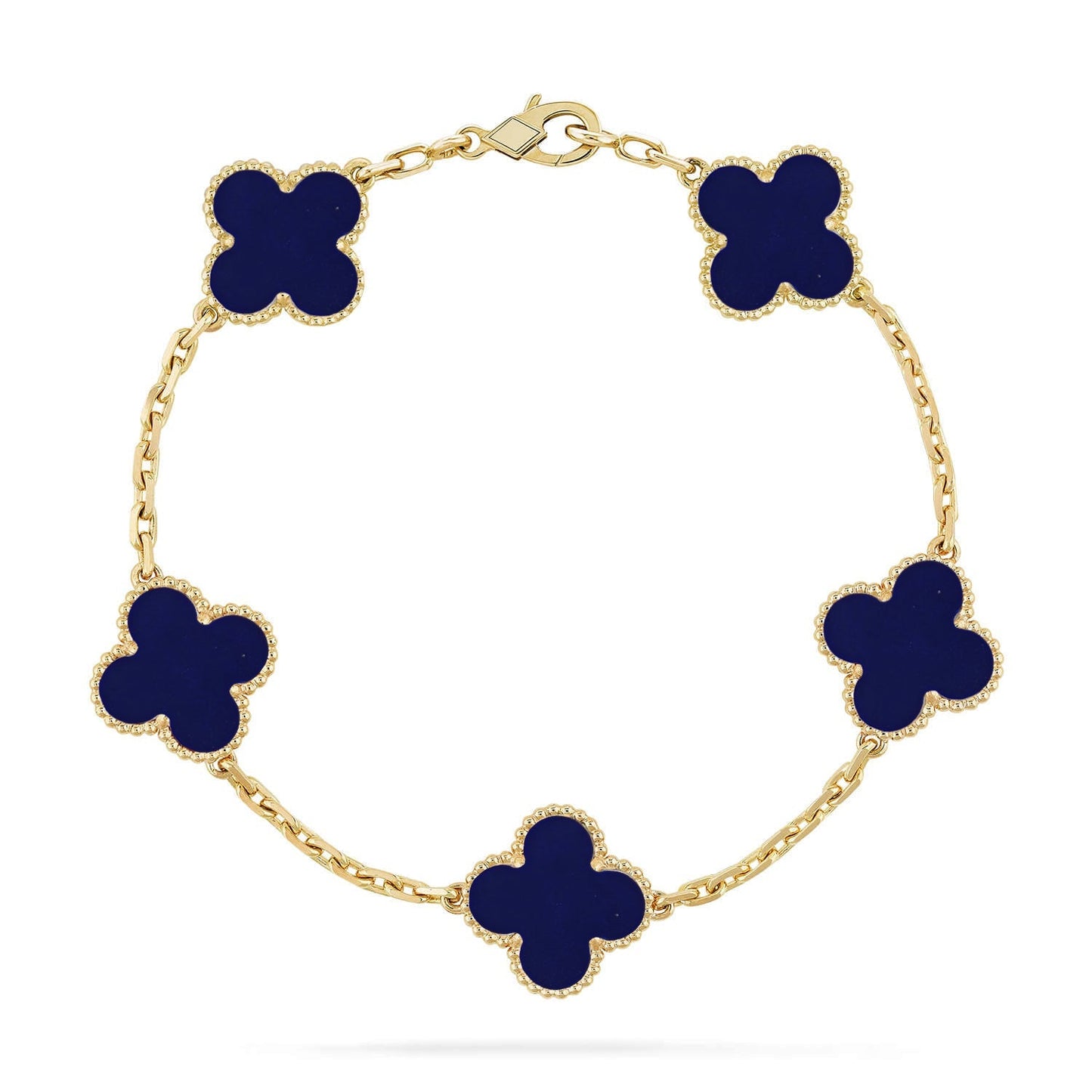 [AM]LUCKY CLOVER 5-MOTIF BRACELET - LAPIS LAZULI COLLECTION