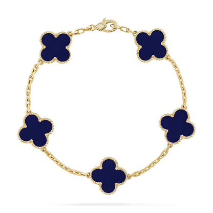 [AM]LUCKY CLOVER 5-MOTIF BRACELET - LAPIS LAZULI COLLECTION