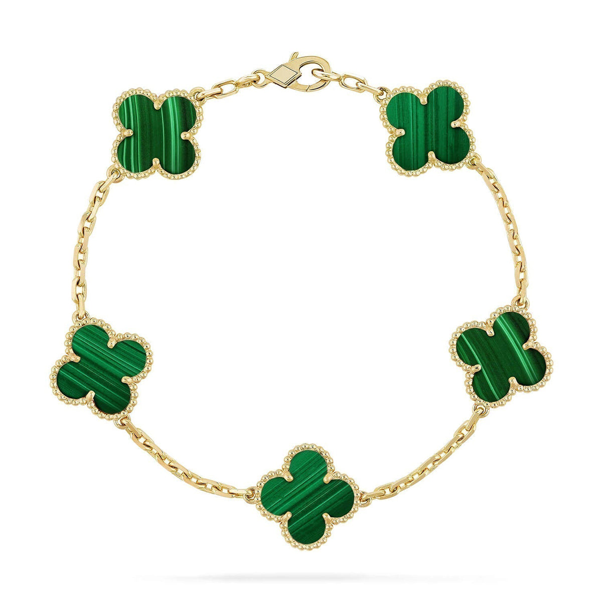[AM]LUCKY CLOVER 5-MOTIF BRACELET - MALACHITE COLLECTION