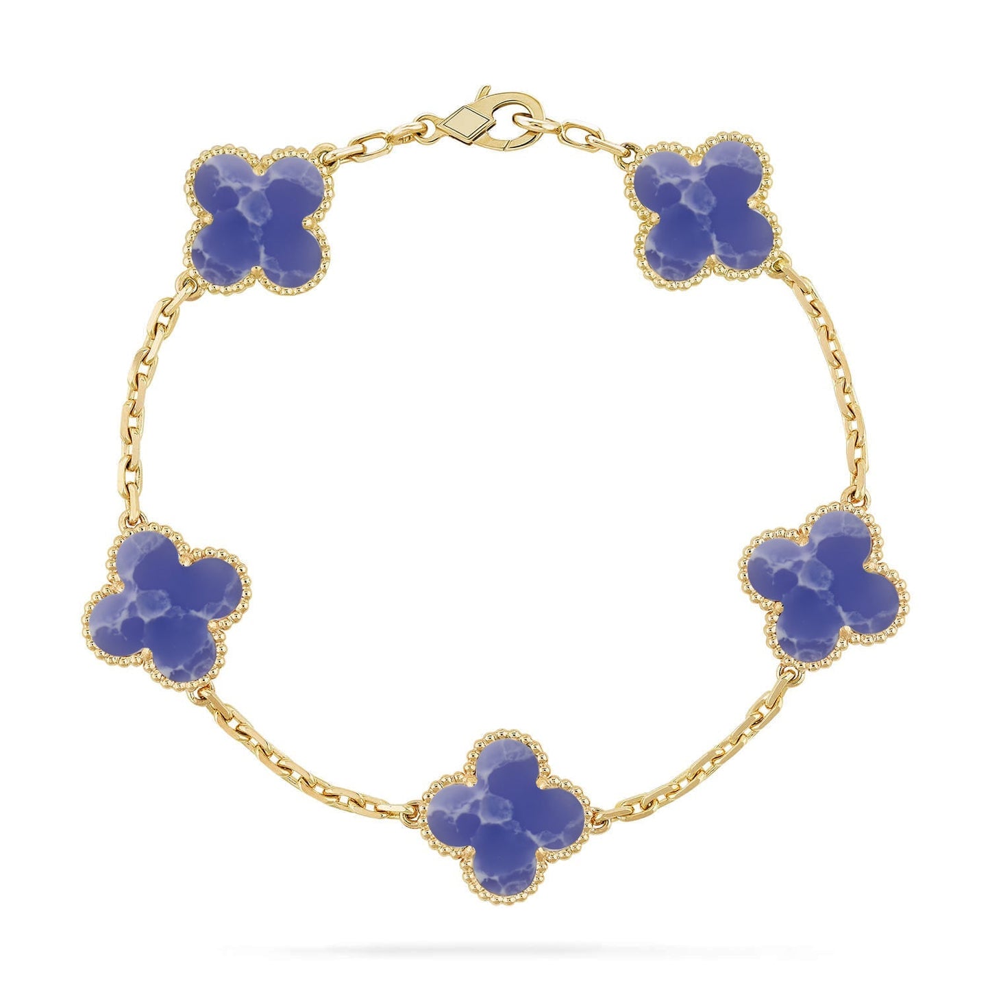 [AM]LUCKY CLOVER 5-MOTIF BRACELET - BLUE LARIMAR COLLECTION