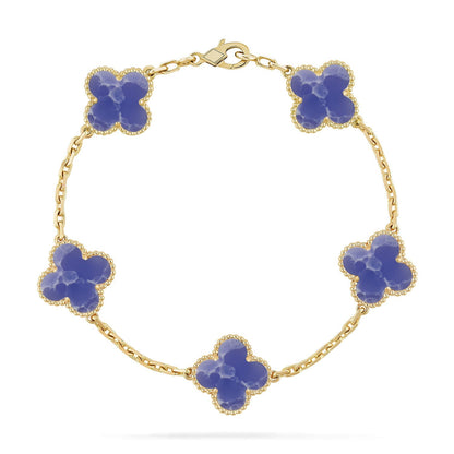 [AM]LUCKY CLOVER 5-MOTIF BRACELET - BLUE LARIMAR COLLECTION