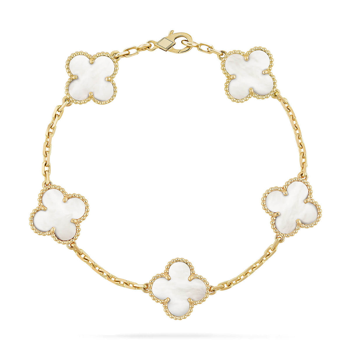 [AM]LUCKY CLOVER 5-MOTIF BRACELET - WHITE MOTHER-OF-PEARL COLLECTION