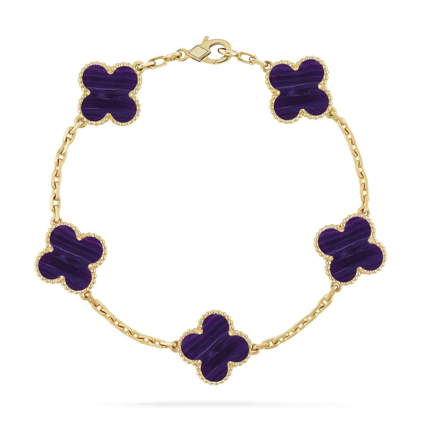 [AM]LUCKY CLOVER 5-MOTIF BRACELET - CHAROITE COLLECTION