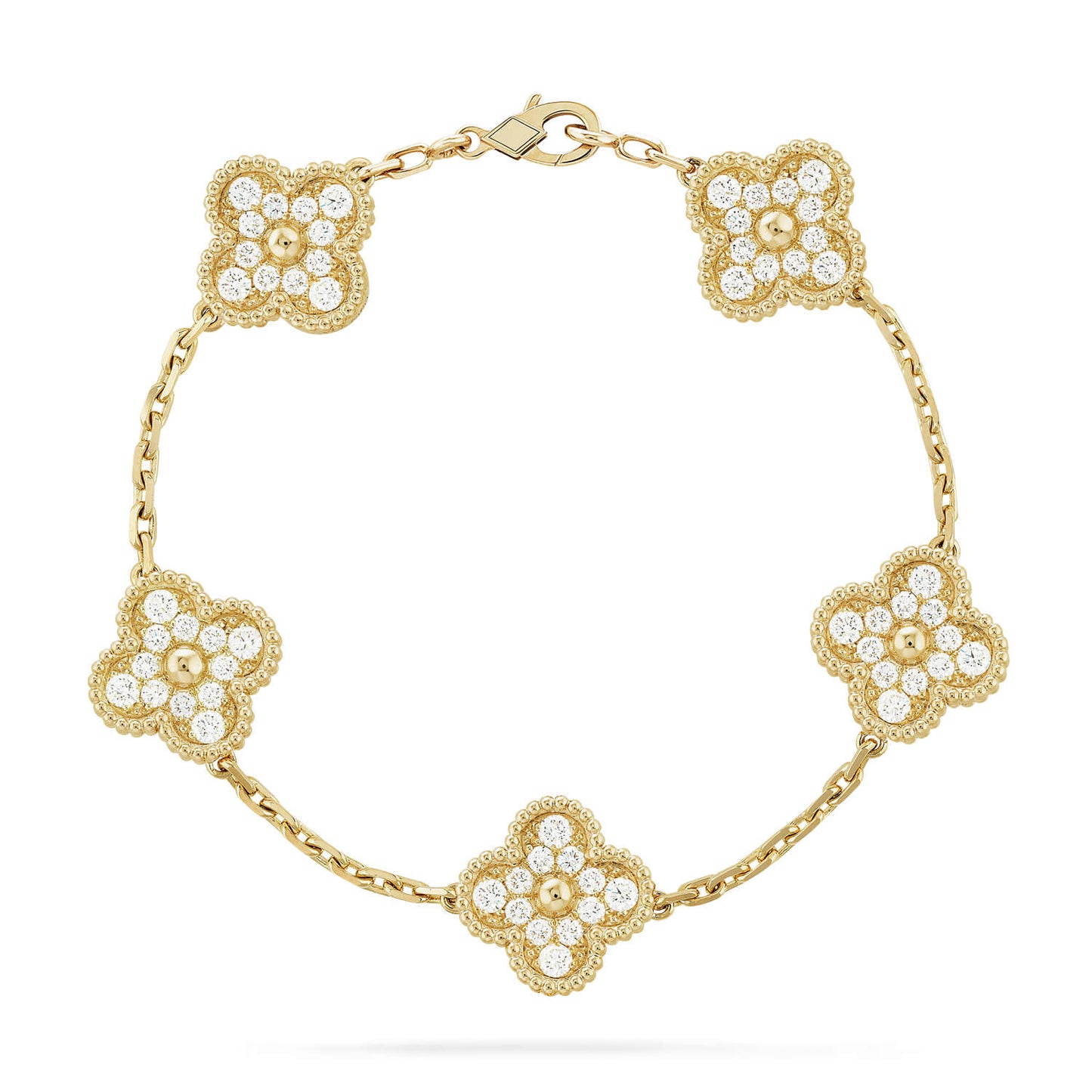 [AM]LUCKY CLOVER 5-MOTIF BRACELET - FULL-DIAMOND