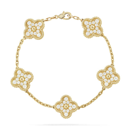 [AM]LUCKY CLOVER 5-MOTIF BRACELET - FULL-DIAMOND