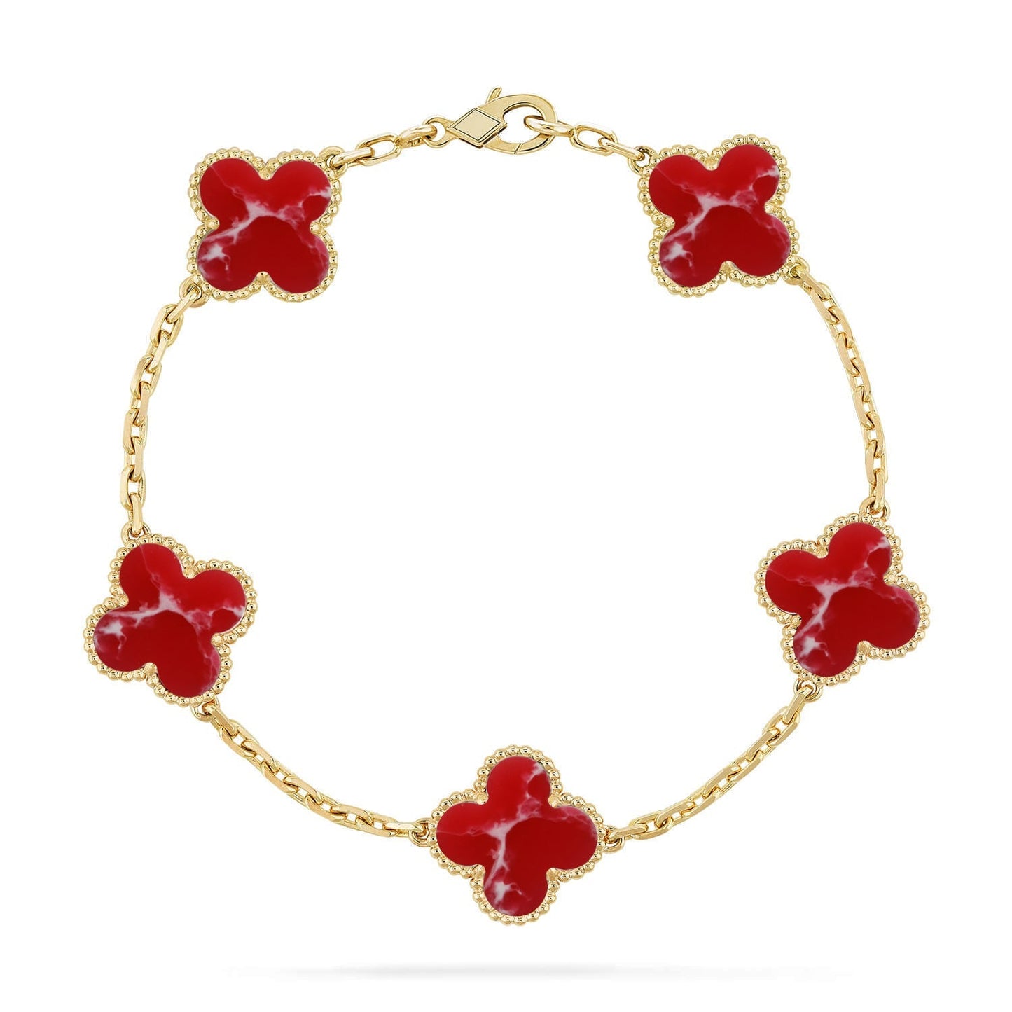 [AM]LUCKY CLOVER 5-MOTIF BRACELET - RED LARIMAR COLLECTION