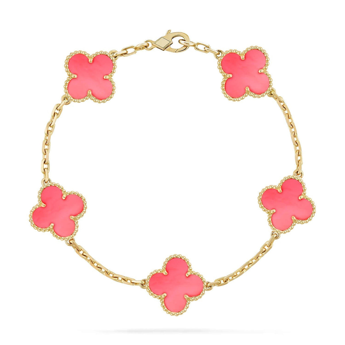 [AM]LUCKY CLOVER 5-MOTIF BRACELET - PINK MOTHER-OF-PEARL COLLECTION