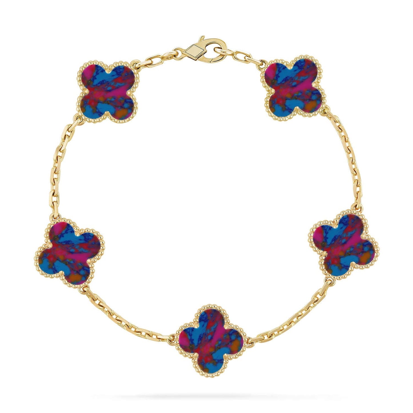 [AM]LUCKY CLOVER 5-MOTIF BRACELET - MULTI-GEM COLLECTION
