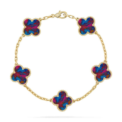 [AM]LUCKY CLOVER 5-MOTIF BRACELET - MULTI-GEM COLLECTION