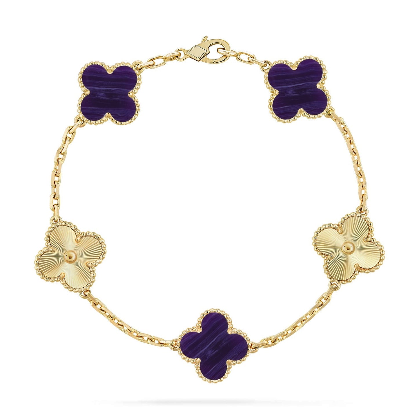 [AM]LUCKY CLOVER 5-MOTIF BRACELET - CHAROITE COLLECTION