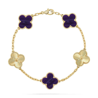 [AM]LUCKY CLOVER 5-MOTIF BRACELET - CHAROITE COLLECTION