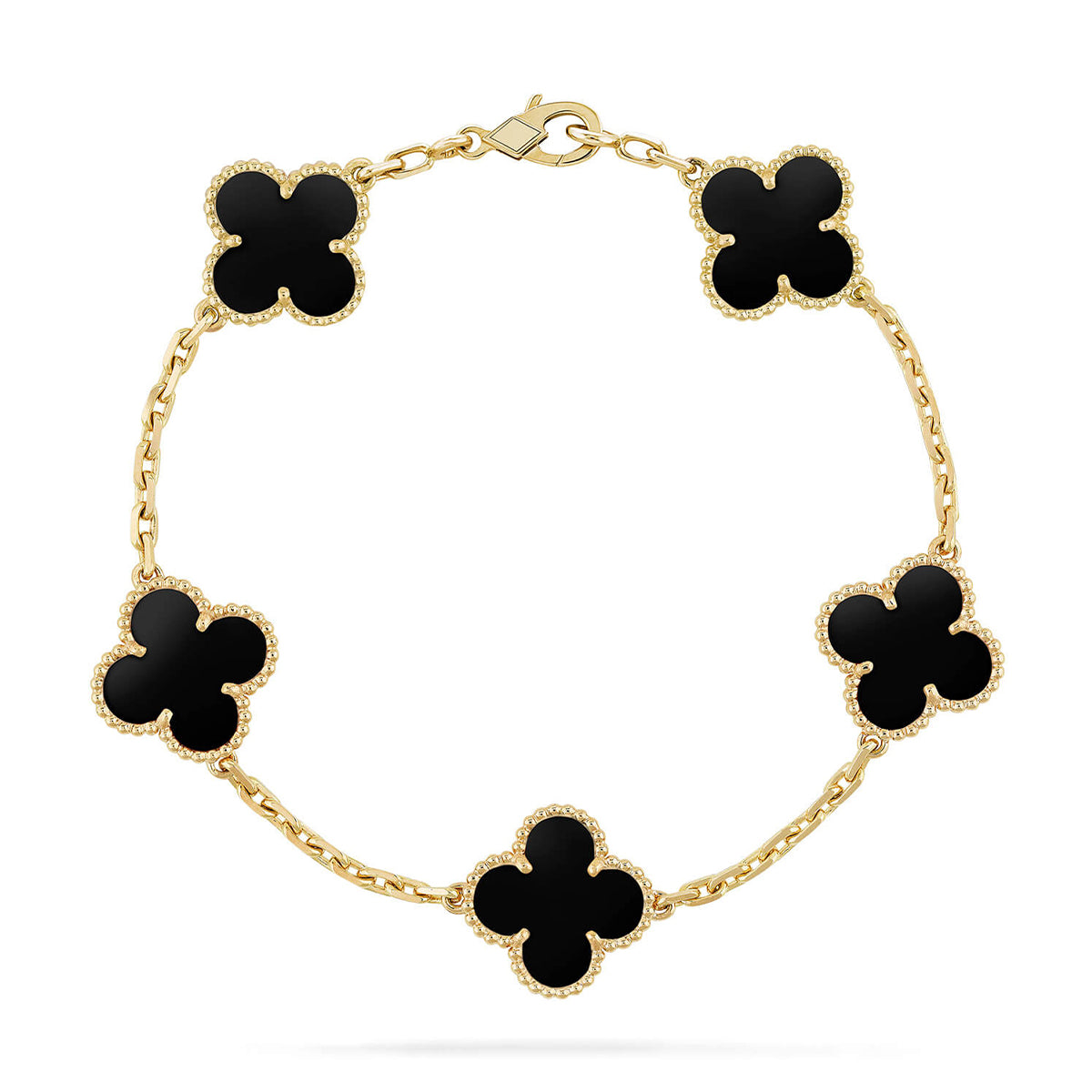 [AM]LUCKY CLOVER 5-MOTIF BRACELET - BLACK OXNY COLLECTION