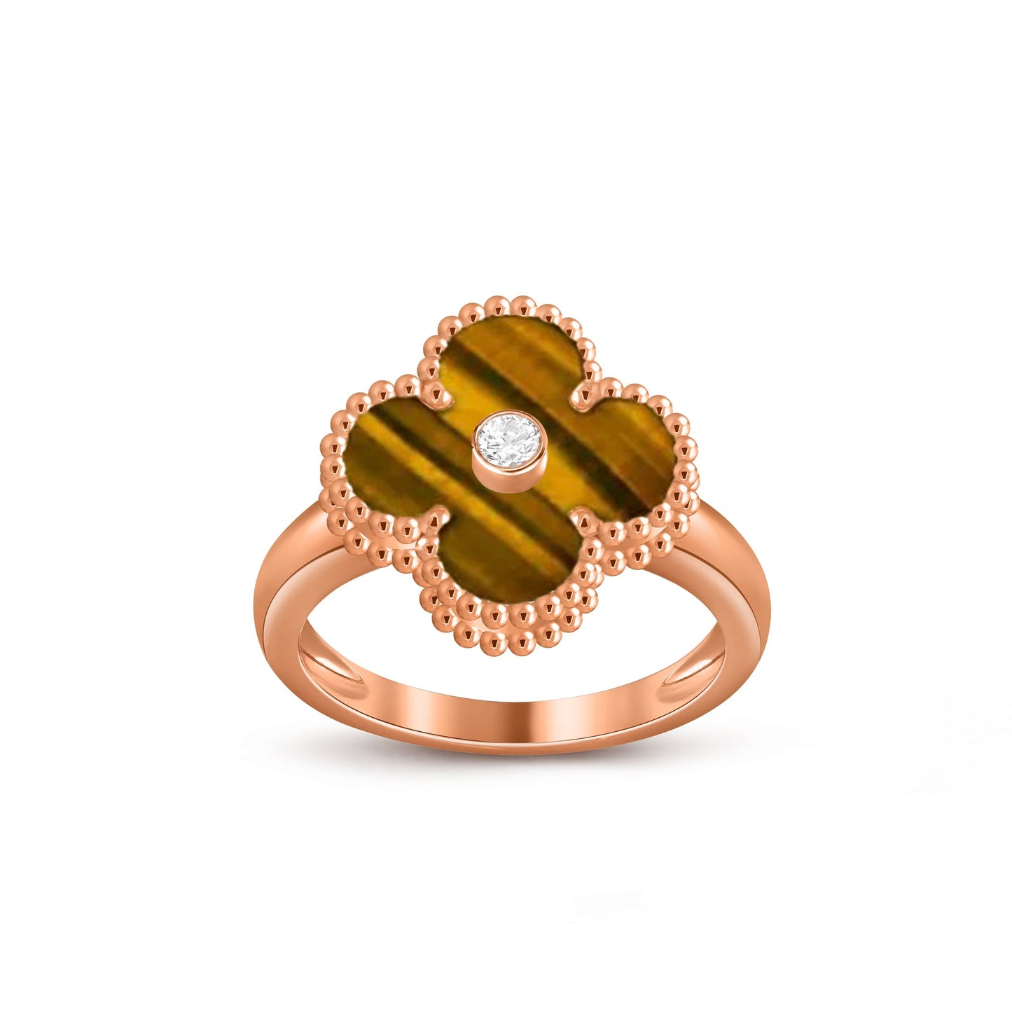 [AM]LUCKY CLOVER DIAMOND-ACCENT ROSE GOLD RING COLLECTION