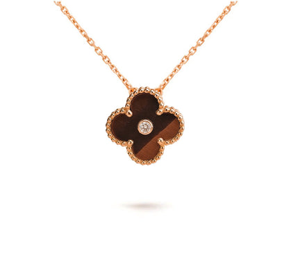 [AM]15MM CLOVER FLOWER DIAMOND PENDANT NECKLACE COLLECTION