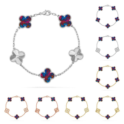 [AM]LUCKY CLOVER 5-MOTIF BRACELET - MULTI-GEM COLLECTION