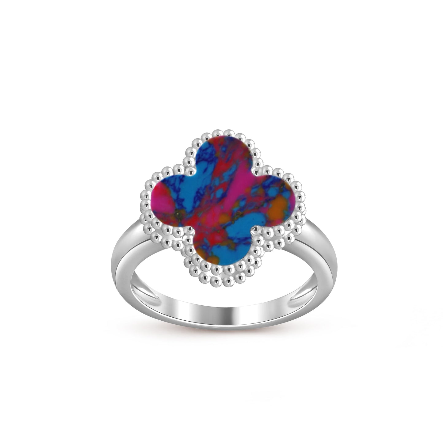 [AM]LUCKY CLOVER VINTAGE WHITE GOLD RING COLLECTION