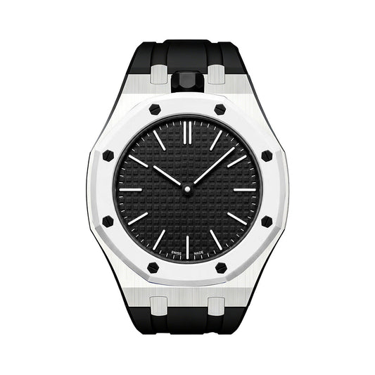 [AM]OAK POP BLACK STEEL SILICONE STRAP