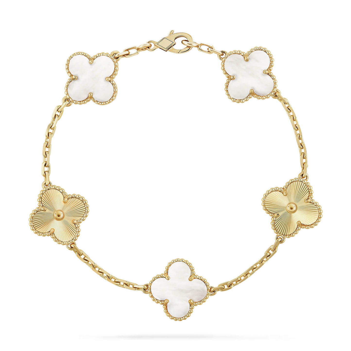 [AM]LUCKY CLOVER 5-MOTIF BRACELET - WHITE MOTHER-OF-PEARL COLLECTION