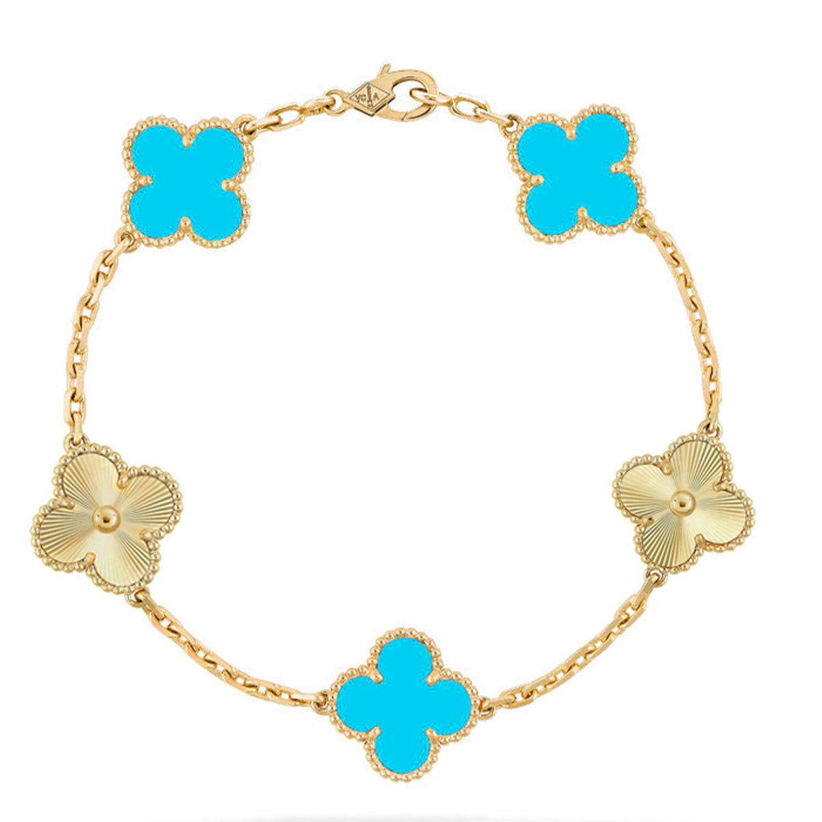 [AM]LUCKY CLOVER 5-MOTIF BRACELET - TURQUOISE COLLECTION