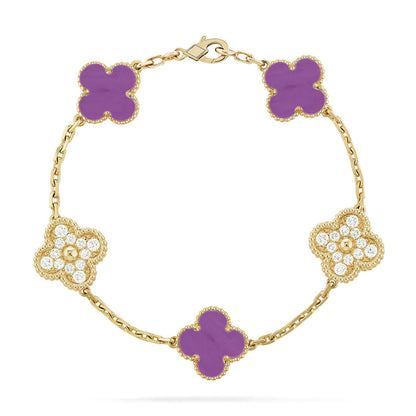 [AM]LUCKY CLOVER 5-MOTIF BRACELET - VIOLET COLLECTION