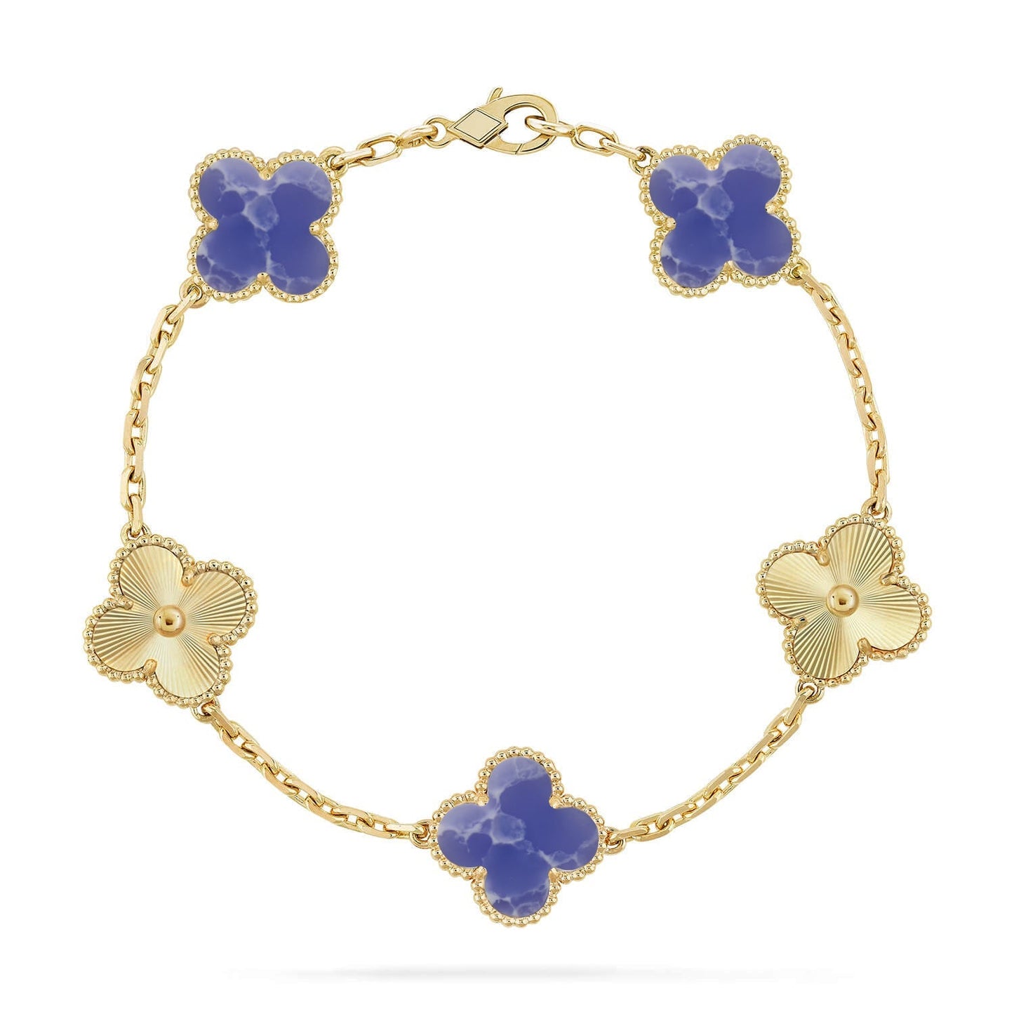 [AM]LUCKY CLOVER 5-MOTIF BRACELET - BLUE LARIMAR COLLECTION
