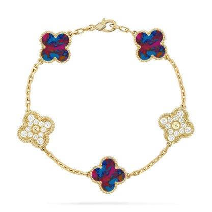 [AM]LUCKY CLOVER 5-MOTIF BRACELET - MULTI-GEM COLLECTION