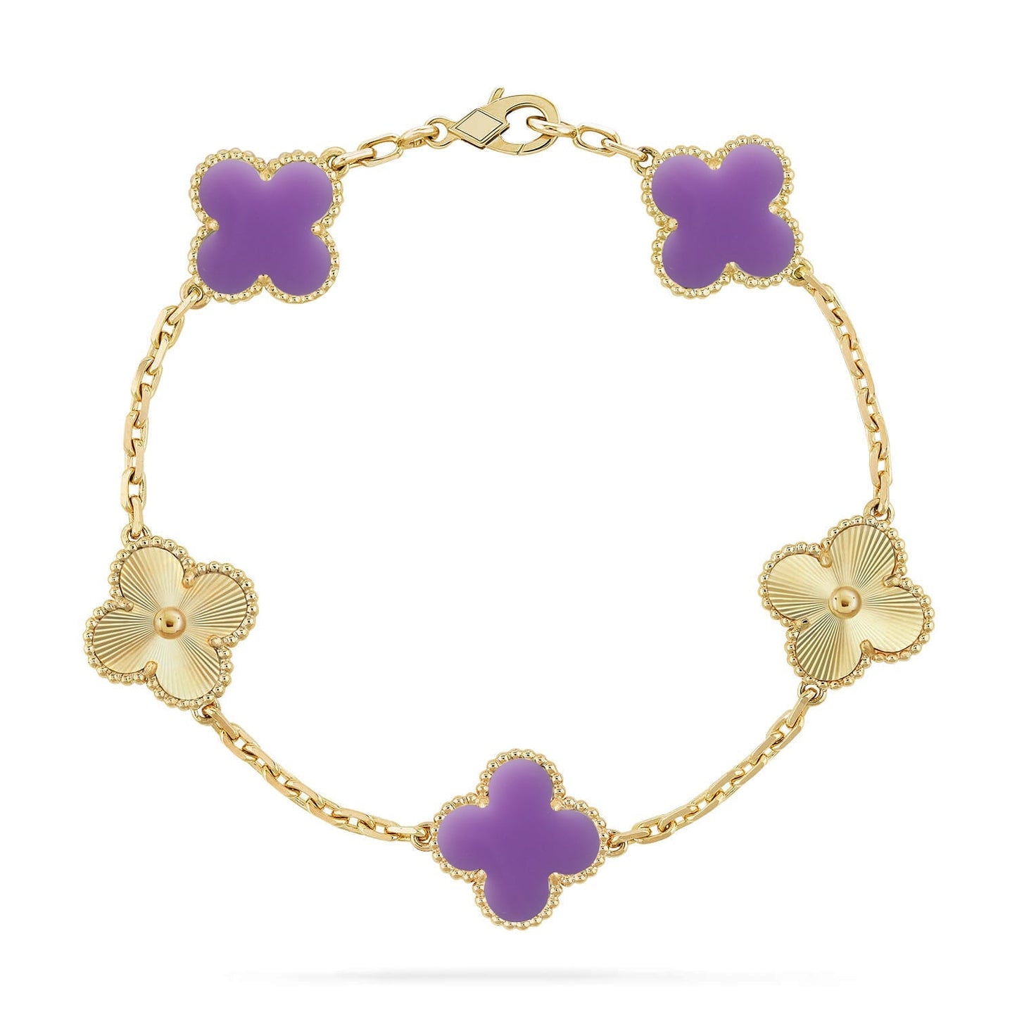 [AM]LUCKY CLOVER 5-MOTIF BRACELET - LAVENDER COLLECTION