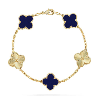 [AM]LUCKY CLOVER 5-MOTIF BRACELET - LAPIS LAZULI COLLECTION