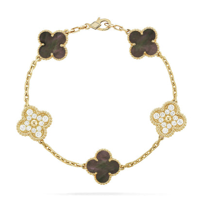 [AM]LUCKY CLOVER 5-MOTIF BRACELET - GREY MOTHER-OF-PEARL COLLECTION