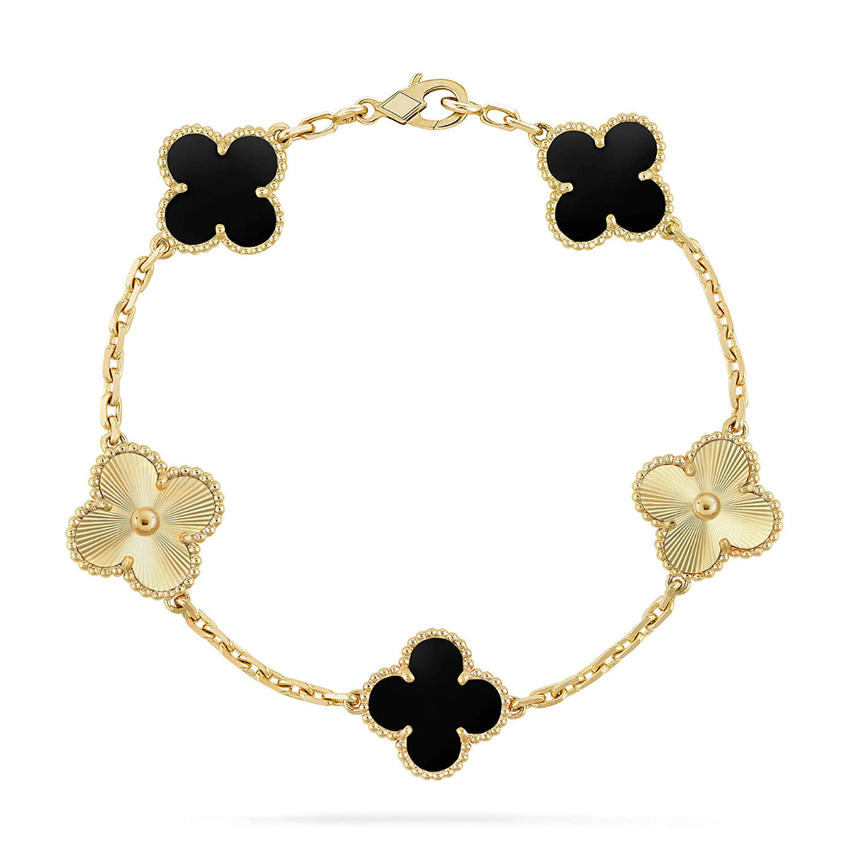[AM]LUCKY CLOVER 5-MOTIF BRACELET - BLACK OXNY COLLECTION