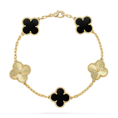 [AM]LUCKY CLOVER 5-MOTIF BRACELET - BLACK OXNY COLLECTION