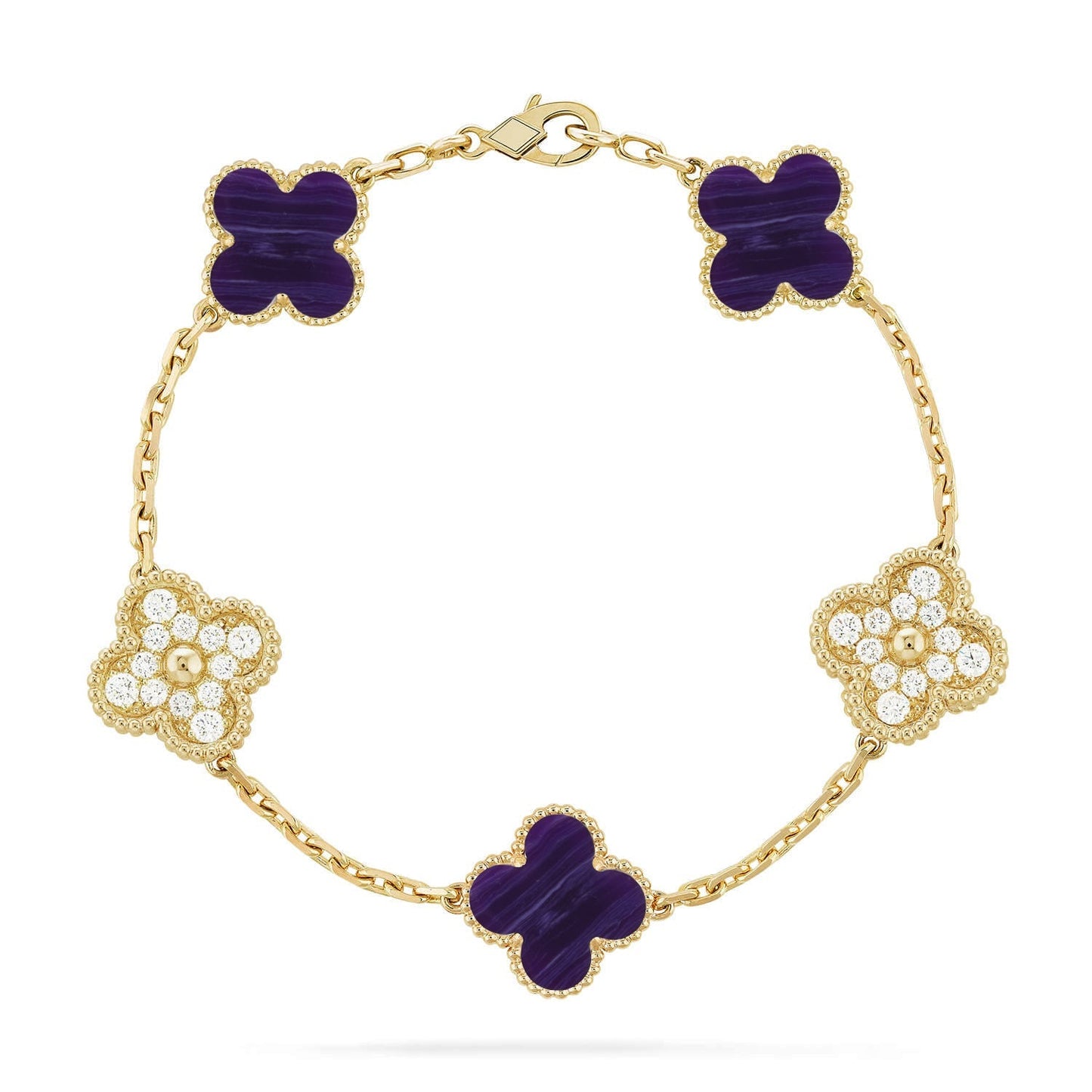 [AM]LUCKY CLOVER 5-MOTIF BRACELET - CHAROITE COLLECTION