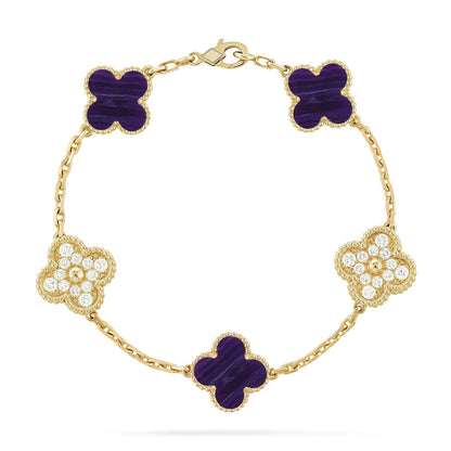[AM]LUCKY CLOVER 5-MOTIF BRACELET - CHAROITE COLLECTION