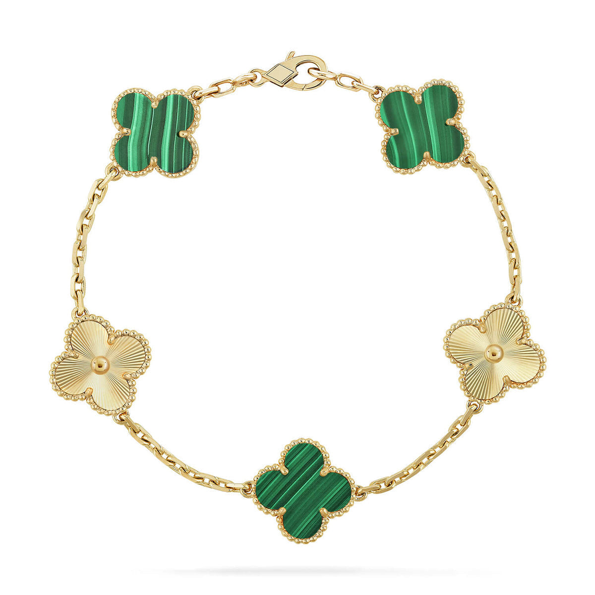[AM]LUCKY CLOVER 5-MOTIF BRACELET - MALACHITE COLLECTION