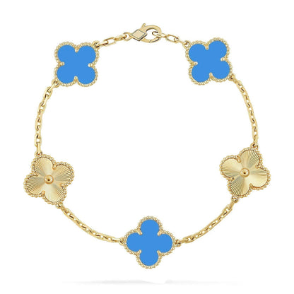 [AM]LUCKY CLOVER 5-MOTIF BRACELET - BLUE AGATE COLLECTION