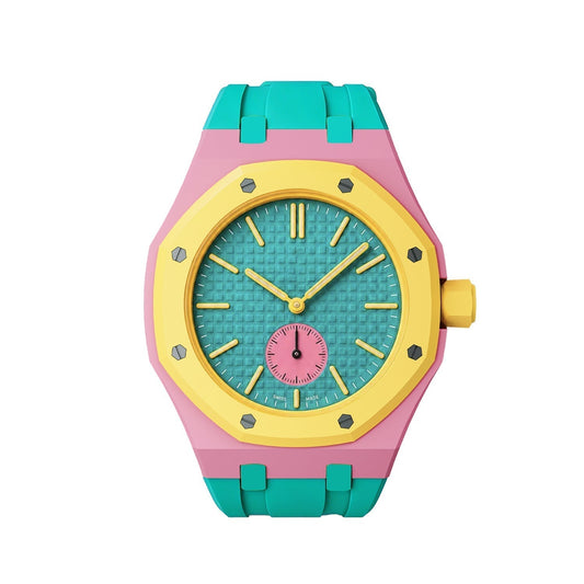 [AM]OAK POP EXCLUSIVE PINK AND GREEN SILICONE STRAP