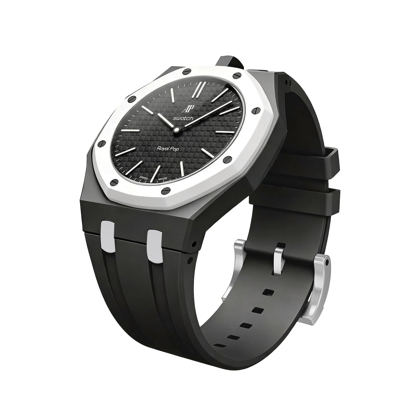 [AM]OAK POP EXCLUSIVE BLACK AND WHITE SILICONE STRAP