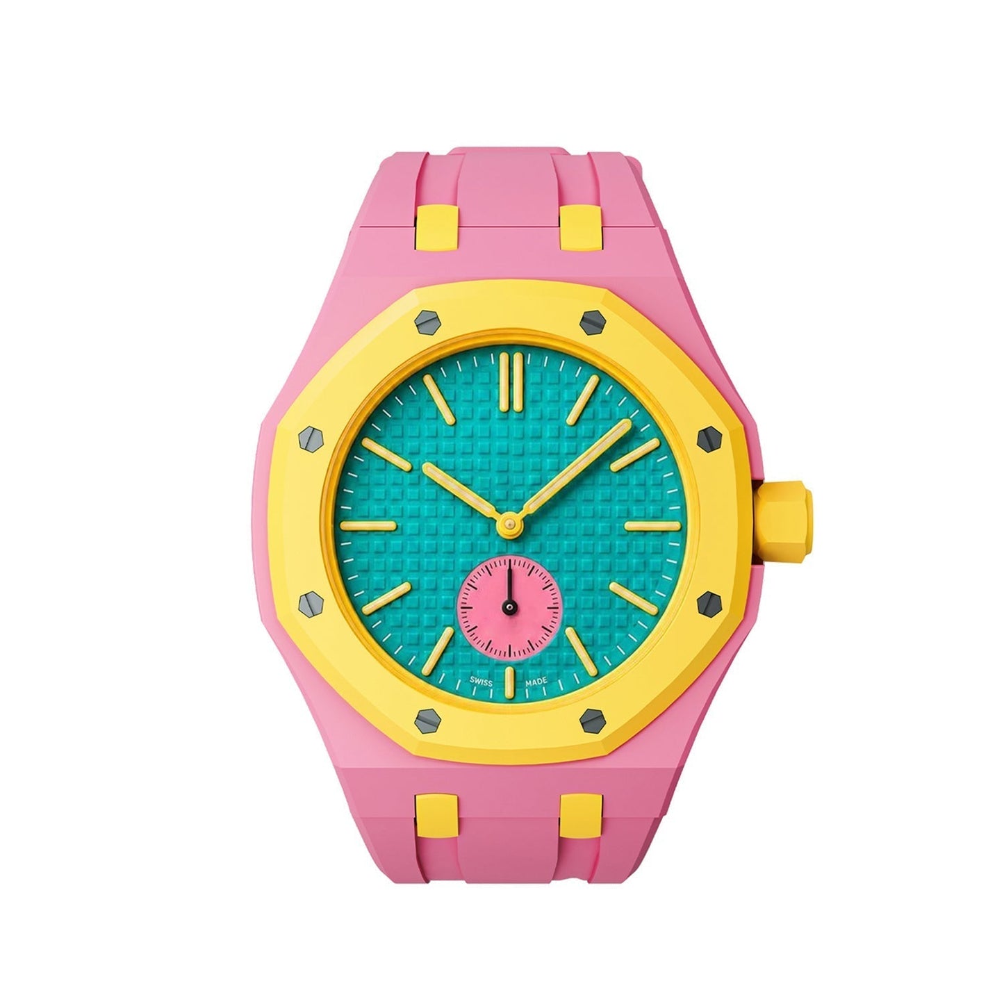 [AM]OAK POP EXCLUSIVE PINK AND YELLOW SILICONE STRAP