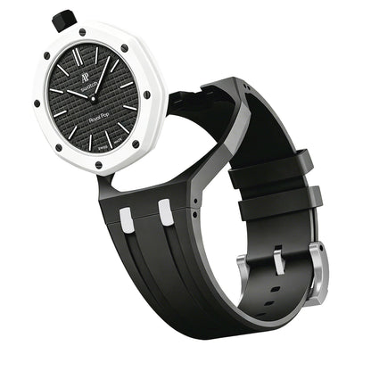 [AM]OAK POP EXCLUSIVE BLACK AND WHITE SILICONE STRAP