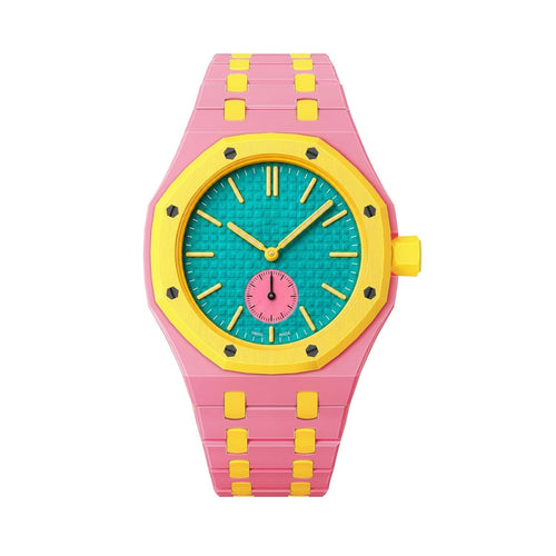 [AM]OAK POP EXCLUSIVE PINK AND YELLOW BIOCERAMIC STRAP